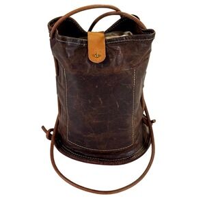 Carol Risley Designs Handmade Leather Cylinder Field Bag Tote Brown Rare